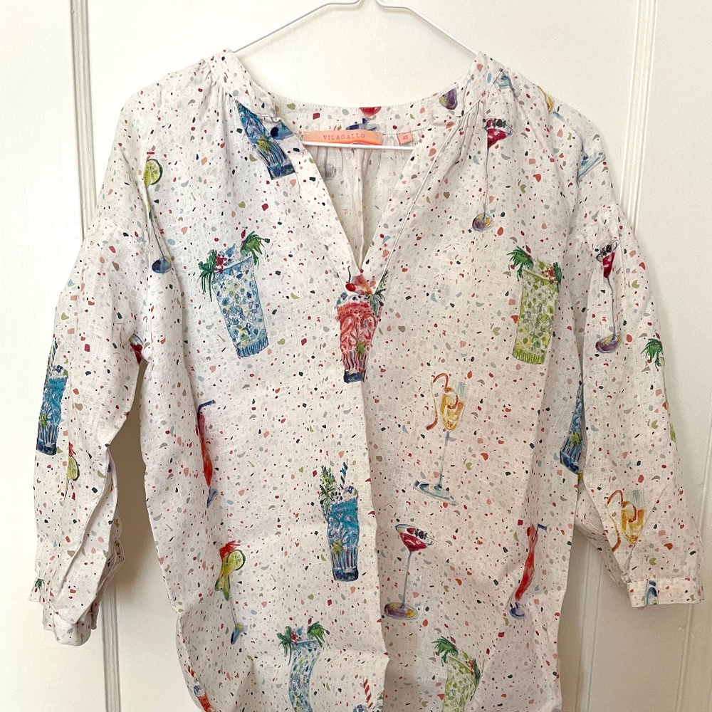 Vilagallo Tropical Drink Peasant Tunic/Top